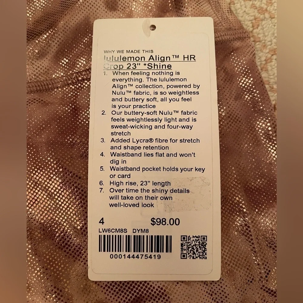 Lululemon Athletica NWT Align High-Rise Pant 23” Shine women’s size 4 - Picture 8 of 10